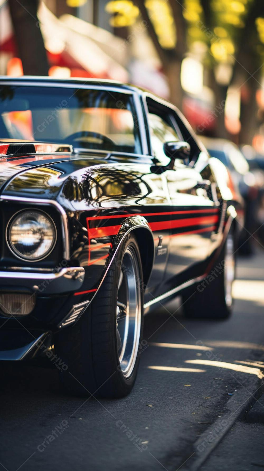 Carro clássico em cenário urbano