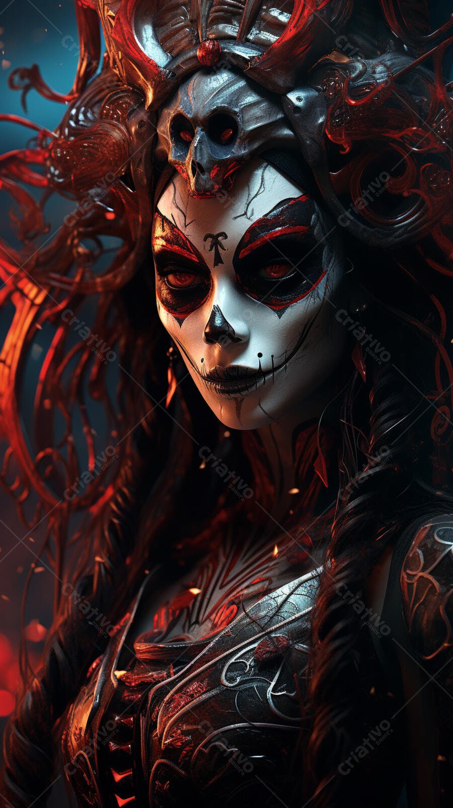 Mulher com maquiagem de caveira Dia dos Mortos