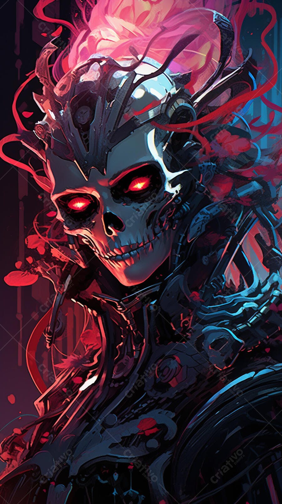 Robô Esqueleto Vermelho e Preto