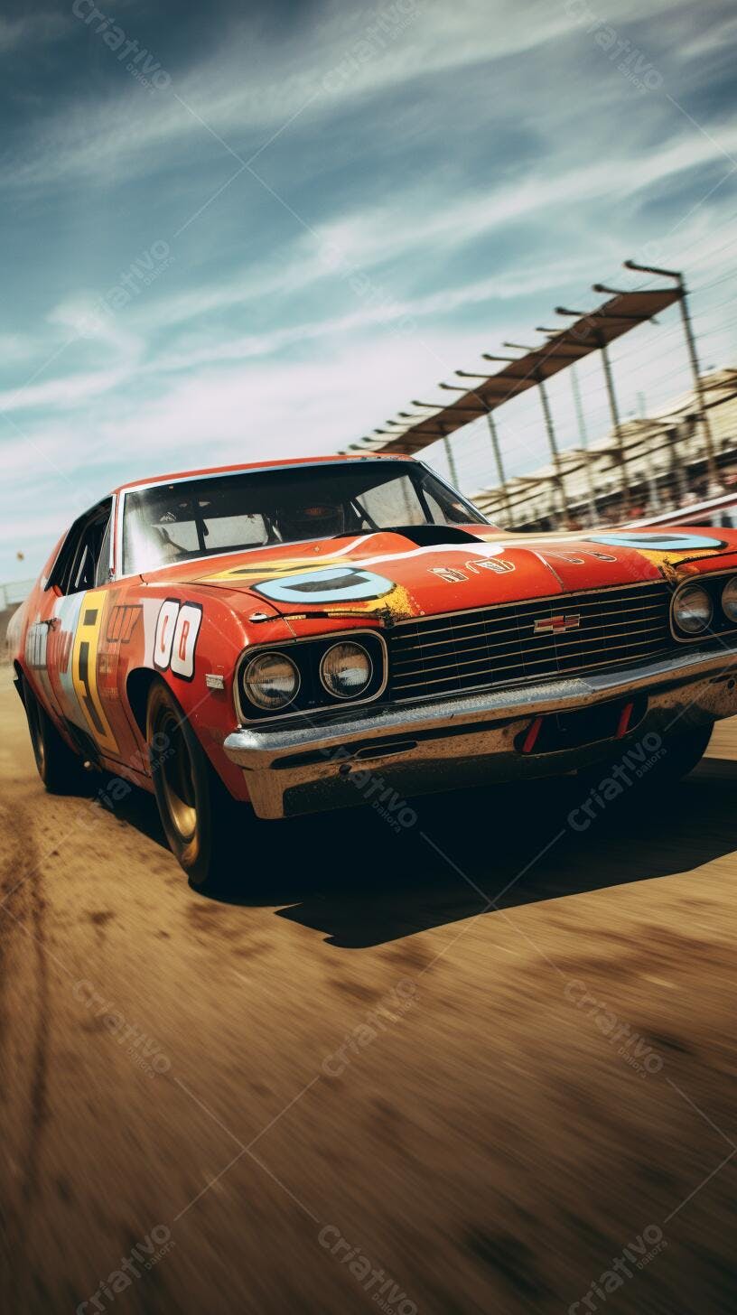 Carro de corrida antigo em pista de terra