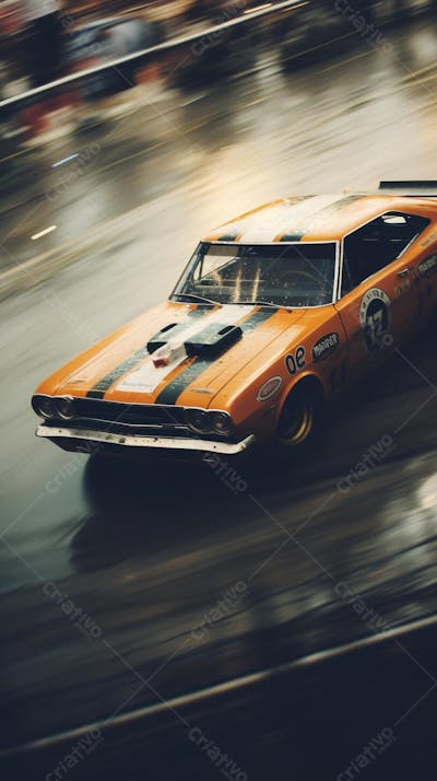 Carro de corrida clássico em alta velocidade