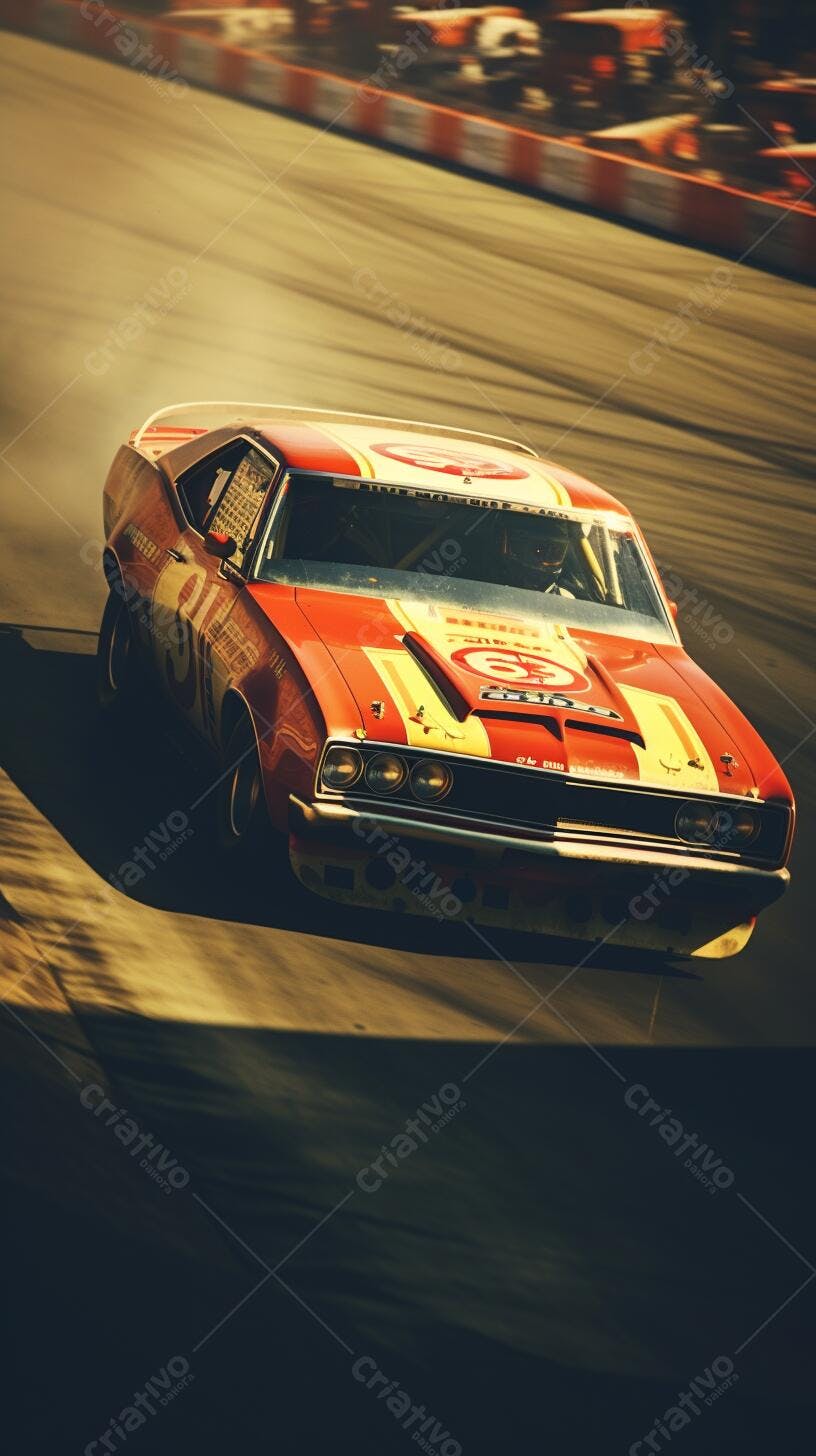 Muscle Car corrida anos 70 tons laranja