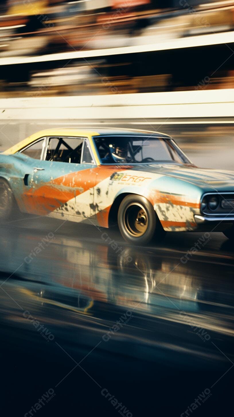 Carro de corrida vintage em alta velocidade