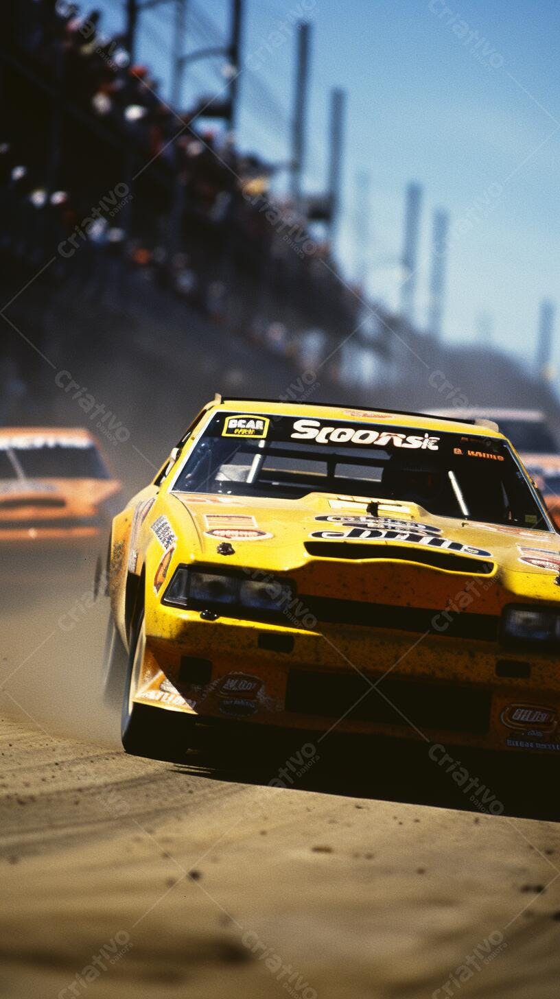 Carro de corrida amarelo em competição