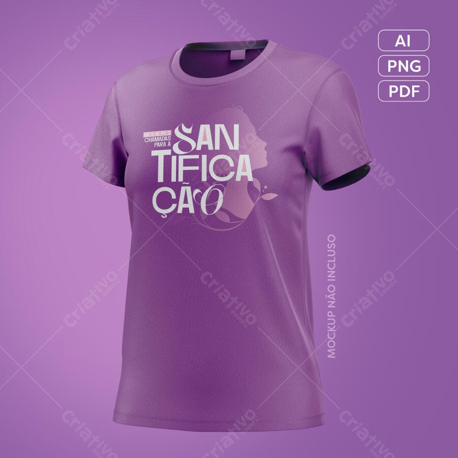 Estampa camiseta feminina roxa PNG com fundo transparente