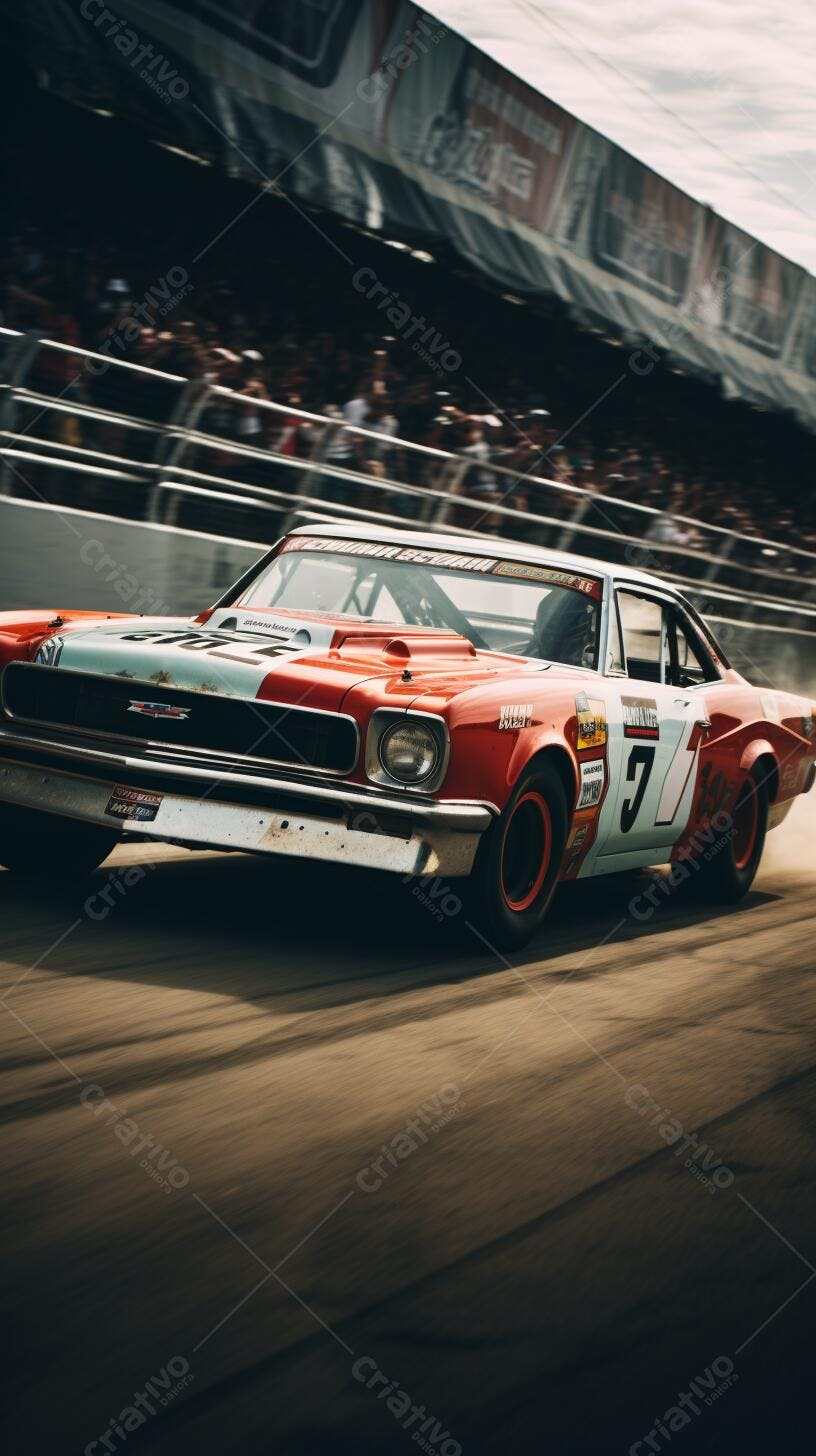 Muscle Car Vermelho em Corrida