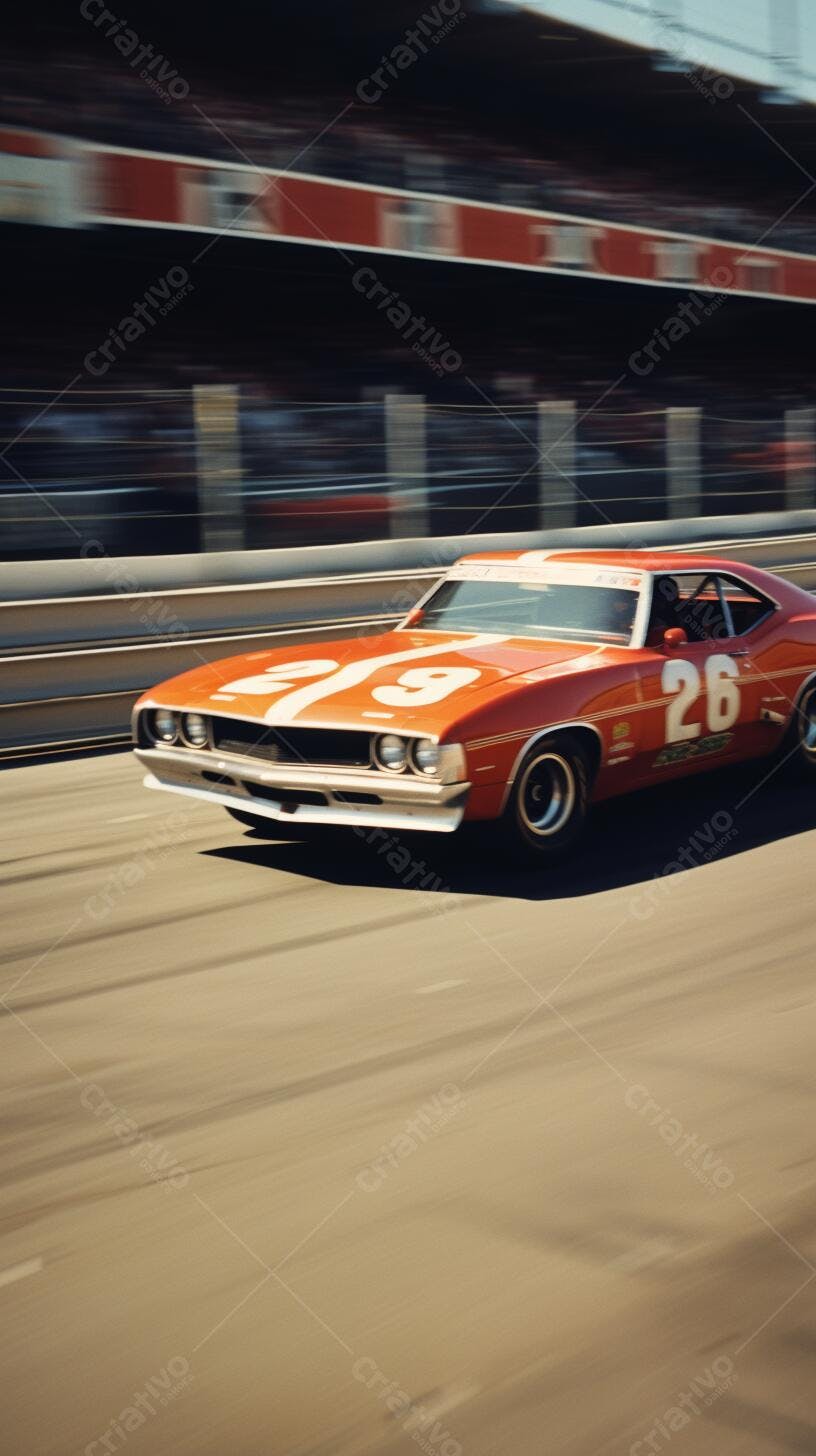 Carro de corrida laranja em alta velocidade
