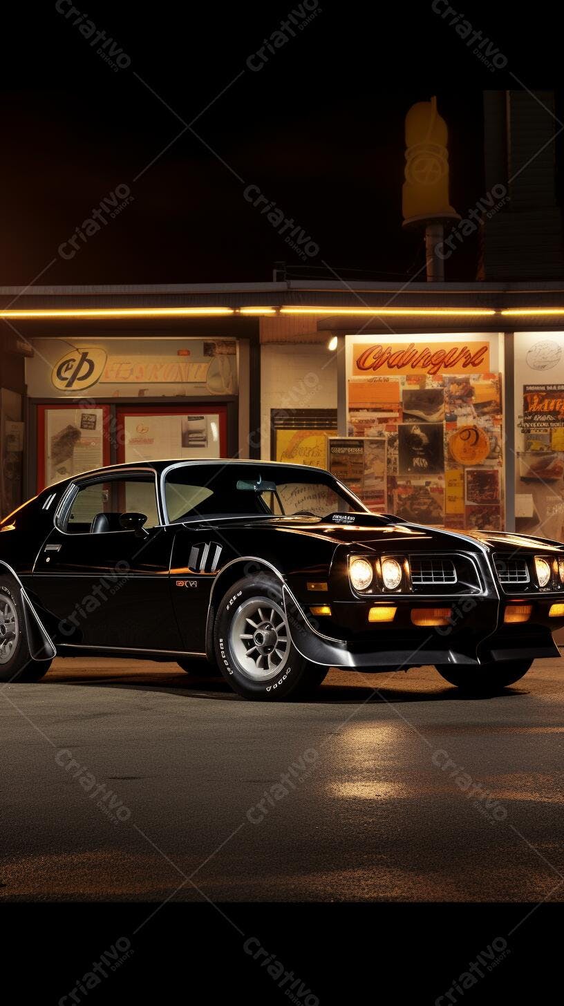 Muscle Car Preto Pontiac Trans Am Noite