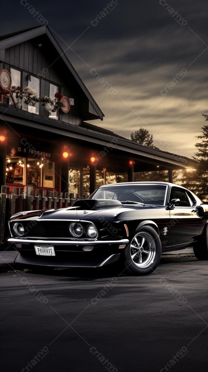 Ford Mustang Mach 1 Preto na Garagem