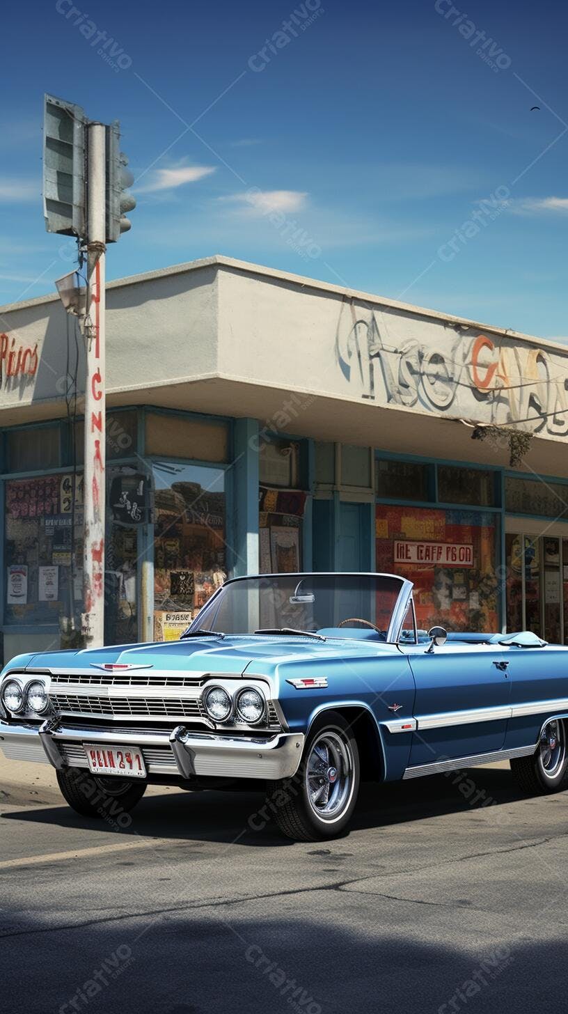 Chevrolet Impala 1964 azul estacionado na rua