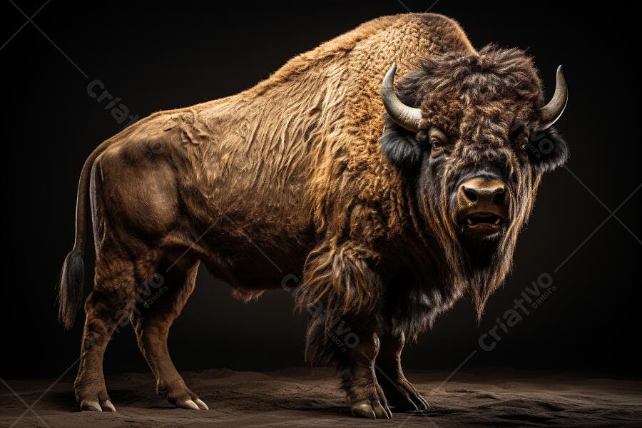 Bisonte Europeu em fundo escuro