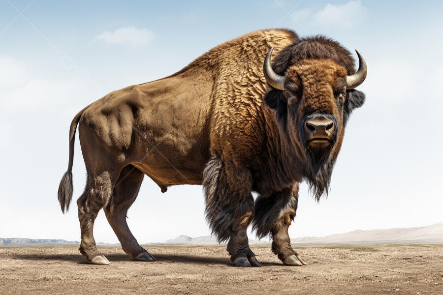 Bisonte americano em paisagem árida
