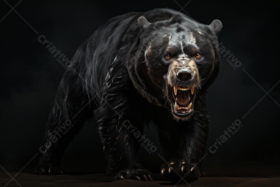Urso Negro Rosnando Ferozmente