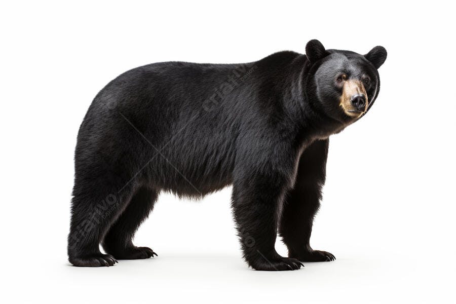 Urso negro americano em fundo branco