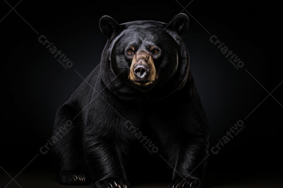 Urso Negro Olhando para a Câmera fundo preto