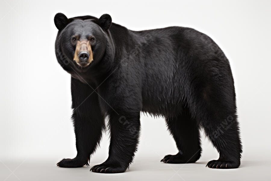 Urso Negro em fundo branco estúdio