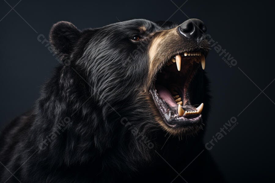 Urso Negro Rugindo fundo escuro