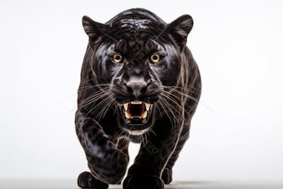 Jaguar negra em posição de caça