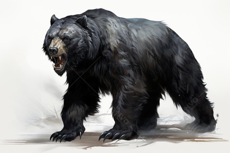 Urso Negro Rugindo Ferozmente