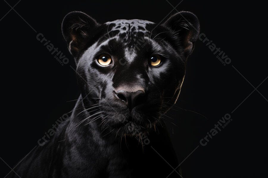 Pantera Negra Olhos Amarelos Fundo Preto