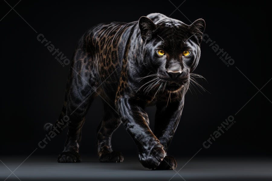 Pantera Negra caminhando fundo escuro