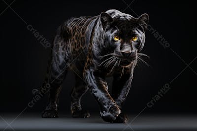 Jaguar negra em posição de caça