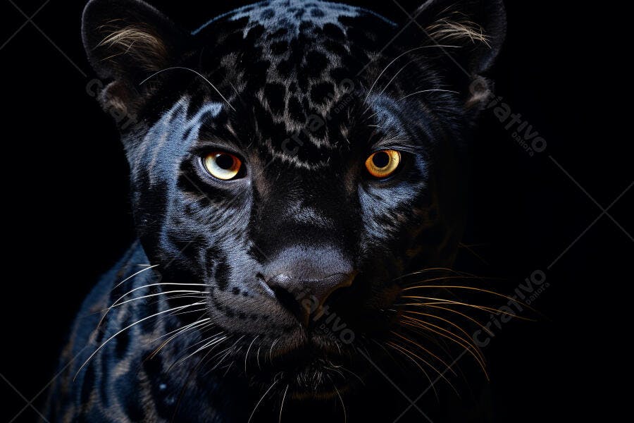 Pantera Negra Olhos Dourados fundo preto