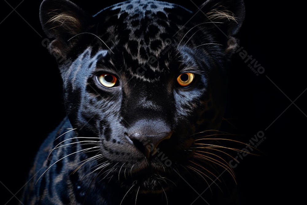 Jaguar negra em posição de caça