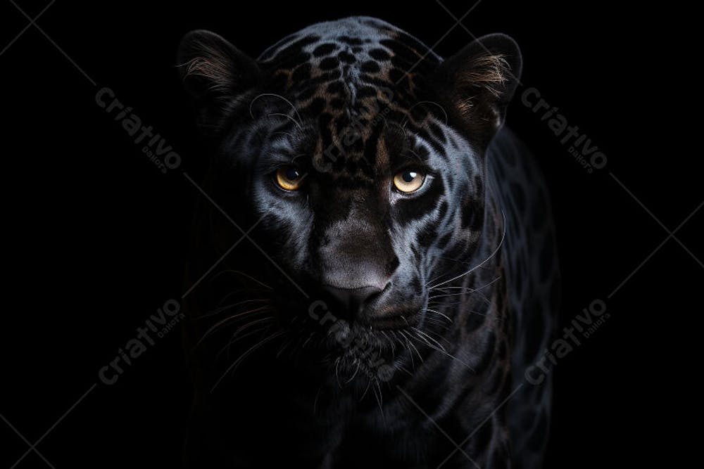 Jaguar negra em posição de caça
