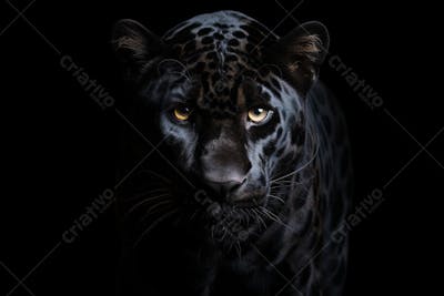 Jaguar negra em posição de caça