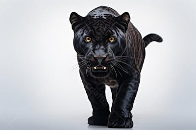 Jaguar negra em posição de caça