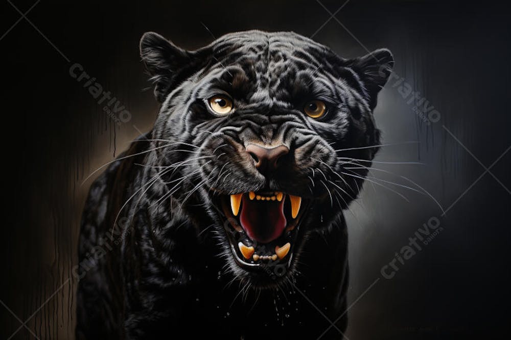 Jaguar negra em posição de caça