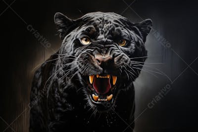 Jaguar negra em posição de caça