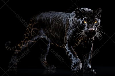 Jaguar negra em posição de caça