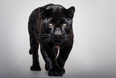 Jaguar negra em posição de caça