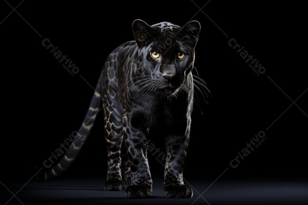 Jaguar negra em posição de caça