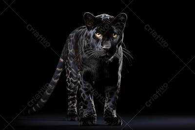 Jaguar negra em posição de caça
