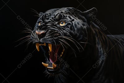Jaguar negra em posição de caça