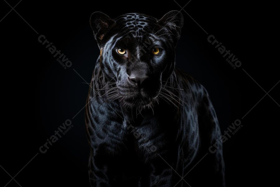 Pantera Negra Olhos Amarelos Fundo Preto