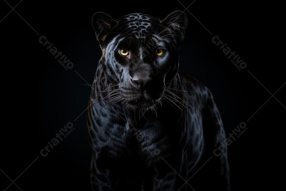 Jaguar negra em posição de caça