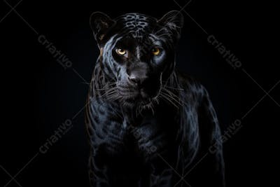 Jaguar negra em posição de caça