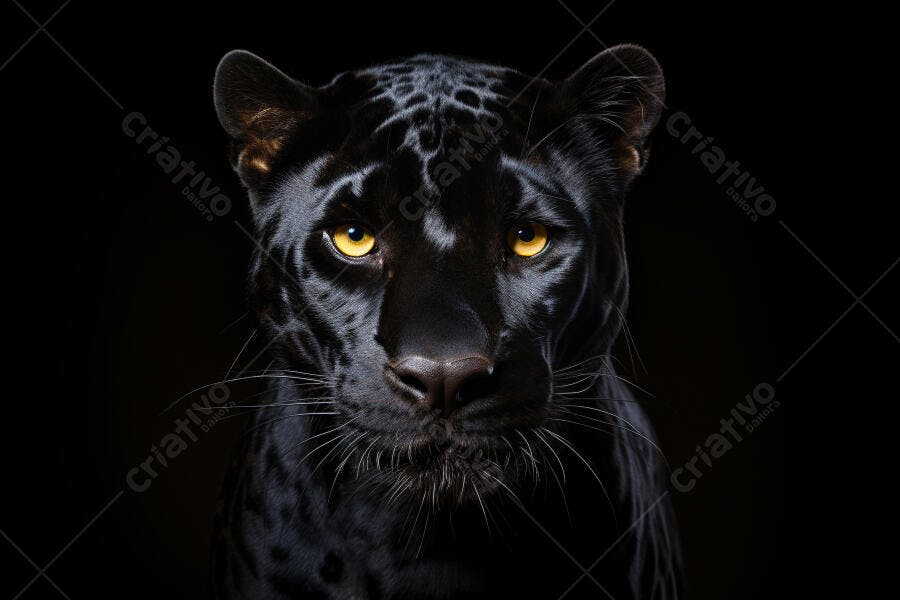 Pantera Negra Olhos Amarelos fundo preto