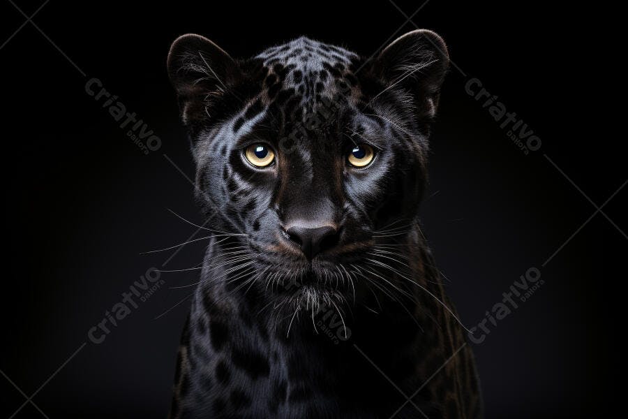 Pantera Negra Olhos Amarelos Fundo Preto