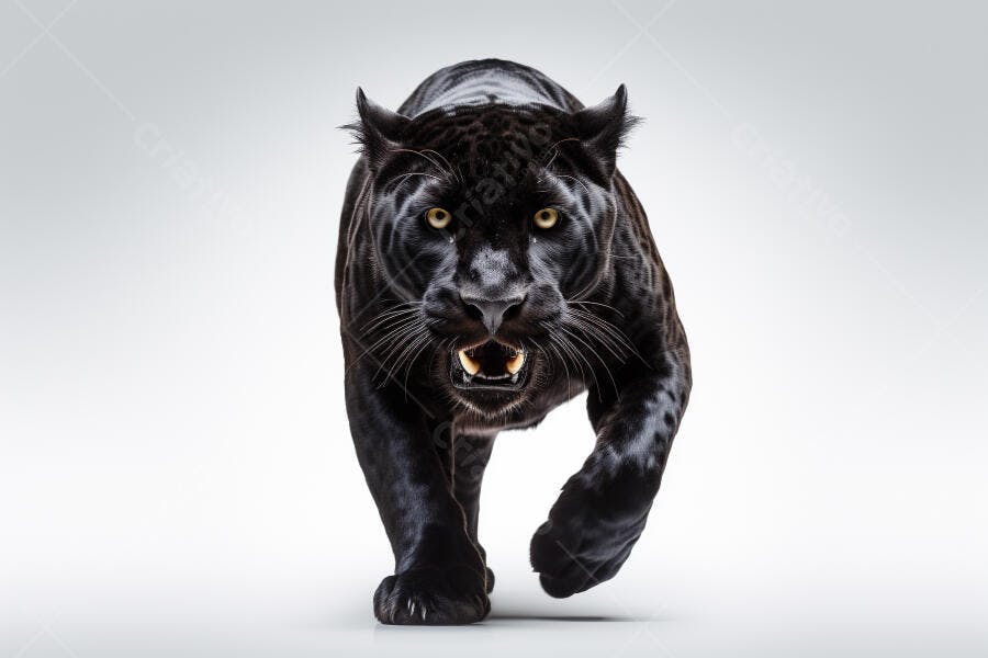 Pantera Negra em movimento fundo branco