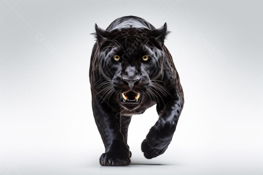 Jaguar negra em posição de caça