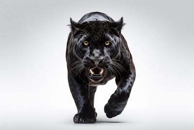 Jaguar negra em posição de caça