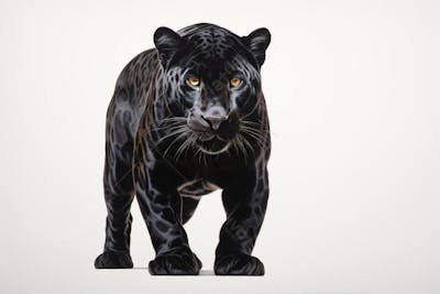 Jaguar negra em posição de caça