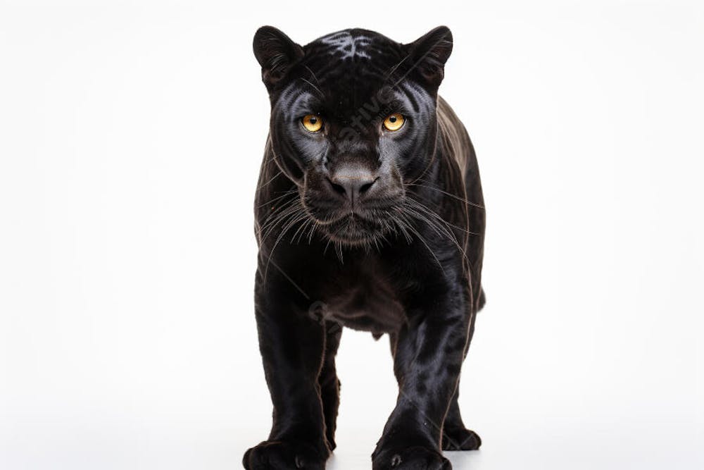 Jaguar negra em posição de caça