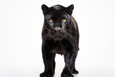 Jaguar negra em posição de caça