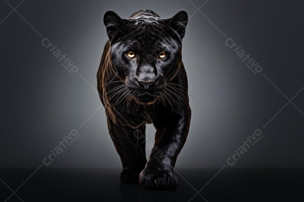 Jaguar negra em posição de caça